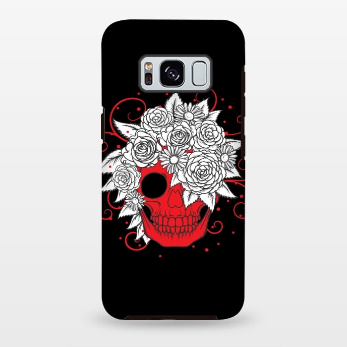 Galaxy S8 plus StrongFit floral red skull smiling by MALLIKA