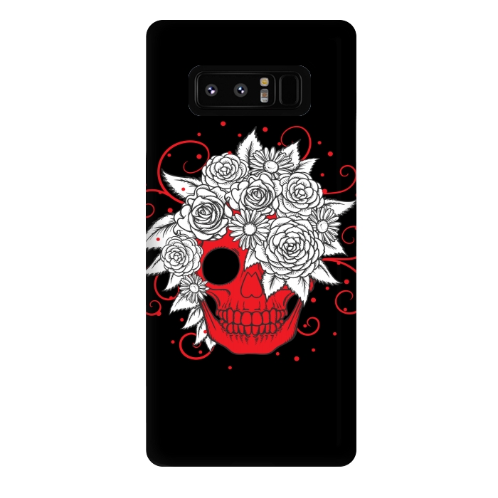 Galaxy Note 8 StrongFit floral red skull smiling by MALLIKA