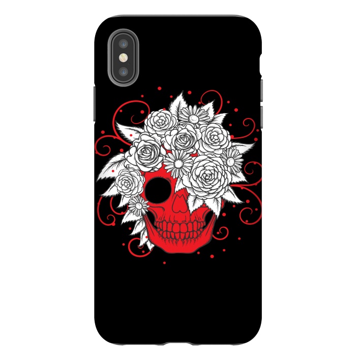 iPhone Xs Max StrongFit floral red skull smiling by MALLIKA
