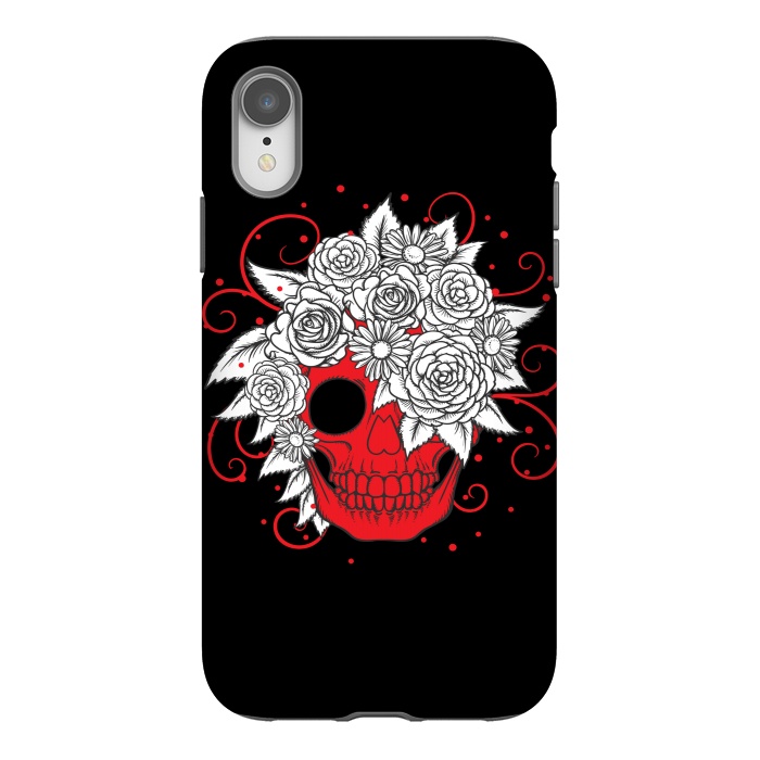 iPhone Xr StrongFit floral red skull smiling by MALLIKA