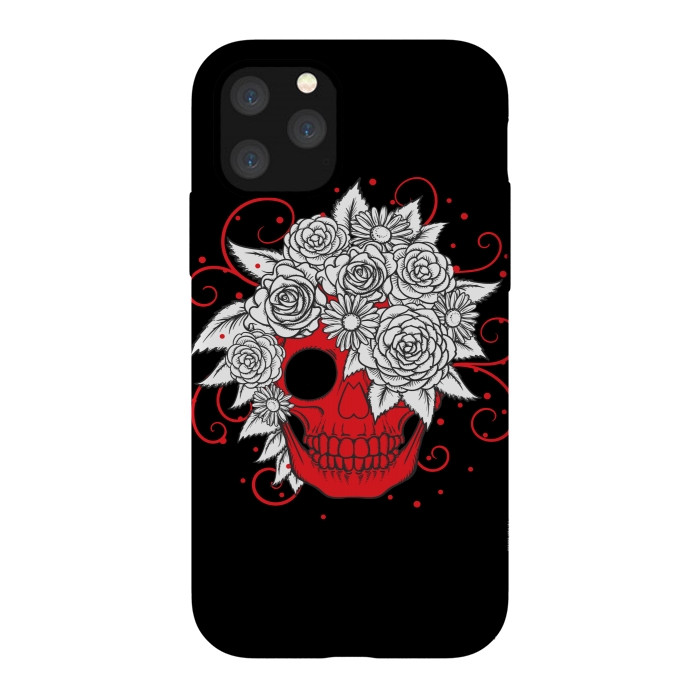 iPhone 11 Pro StrongFit floral red skull smiling by MALLIKA