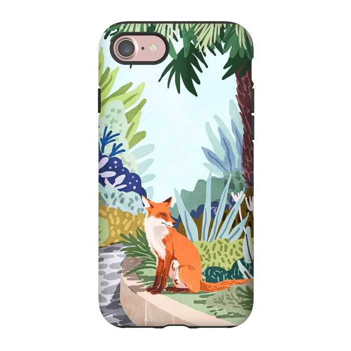 iPhone 7 StrongFit Fox in The Garden | Animals Wildlife Botanical Nature Painting | Boho Colorful Jungle Illustration by Uma Prabhakar Gokhale