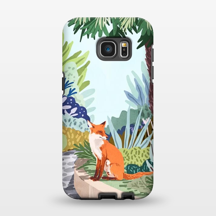 Galaxy S7 EDGE StrongFit Fox in The Garden | Animals Wildlife Botanical Nature Painting | Boho Colorful Jungle Illustration by Uma Prabhakar Gokhale