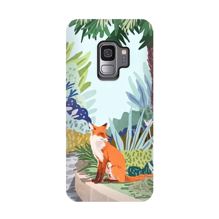 Galaxy S9 StrongFit Fox in The Garden | Animals Wildlife Botanical Nature Painting | Boho Colorful Jungle Illustration by Uma Prabhakar Gokhale