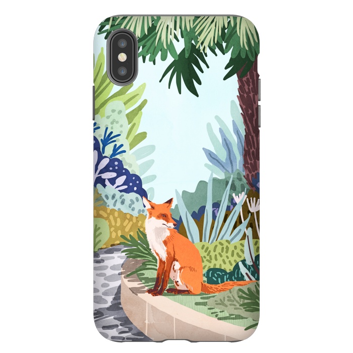iPhone Xs Max StrongFit Fox in The Garden | Animals Wildlife Botanical Nature Painting | Boho Colorful Jungle Illustration by Uma Prabhakar Gokhale