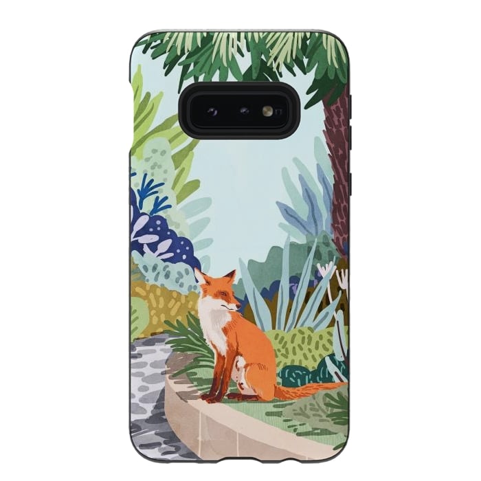 Galaxy S10e StrongFit Fox in The Garden | Animals Wildlife Botanical Nature Painting | Boho Colorful Jungle Illustration by Uma Prabhakar Gokhale