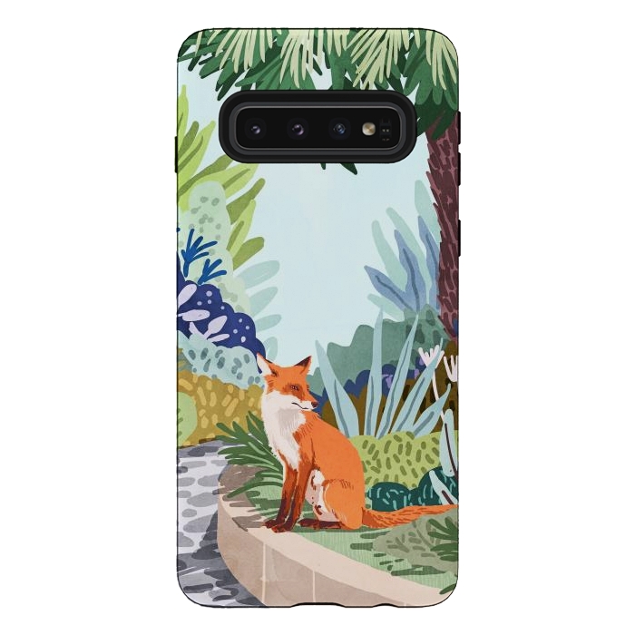 Galaxy S10 StrongFit Fox in The Garden | Animals Wildlife Botanical Nature Painting | Boho Colorful Jungle Illustration by Uma Prabhakar Gokhale