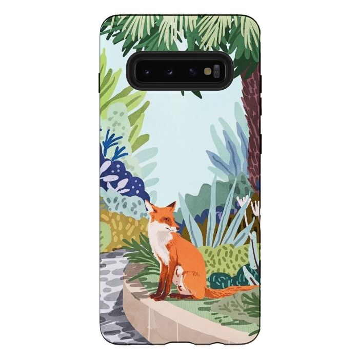 Galaxy S10 plus StrongFit Fox in The Garden | Animals Wildlife Botanical Nature Painting | Boho Colorful Jungle Illustration by Uma Prabhakar Gokhale