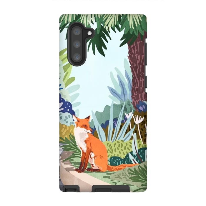 Galaxy Note 10 StrongFit Fox in The Garden | Animals Wildlife Botanical Nature Painting | Boho Colorful Jungle Illustration by Uma Prabhakar Gokhale