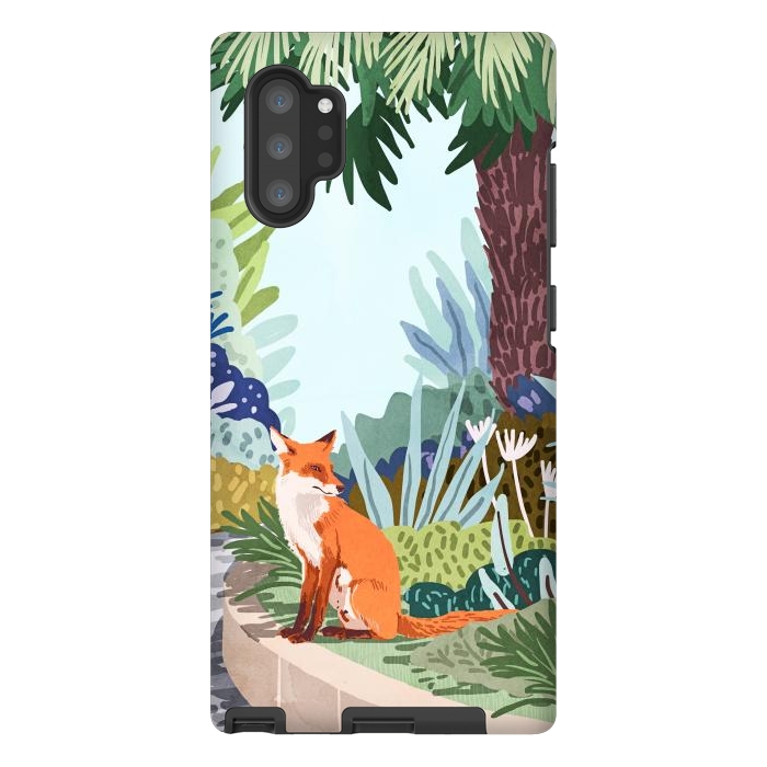 Galaxy Note 10 plus StrongFit Fox in The Garden | Animals Wildlife Botanical Nature Painting | Boho Colorful Jungle Illustration by Uma Prabhakar Gokhale