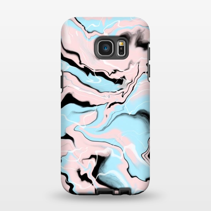 Galaxy S7 EDGE StrongFit Marble blue peach by Jms