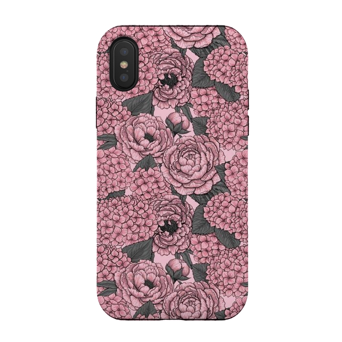 iPhone Xs / X StrongFit Peony and hydrangea in pink by Katerina Kirilova