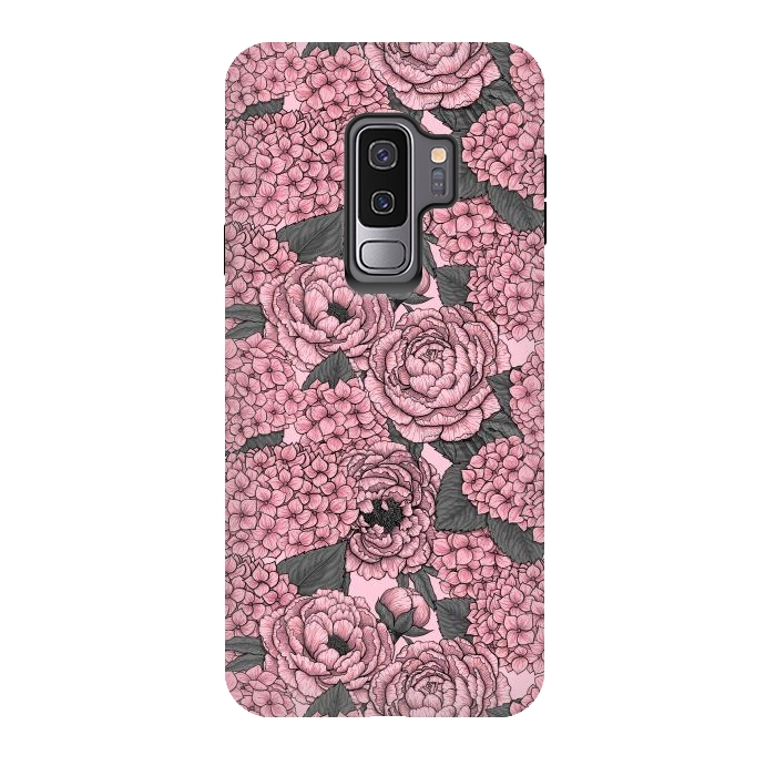 Galaxy S9 plus StrongFit Peony and hydrangea in pink by Katerina Kirilova