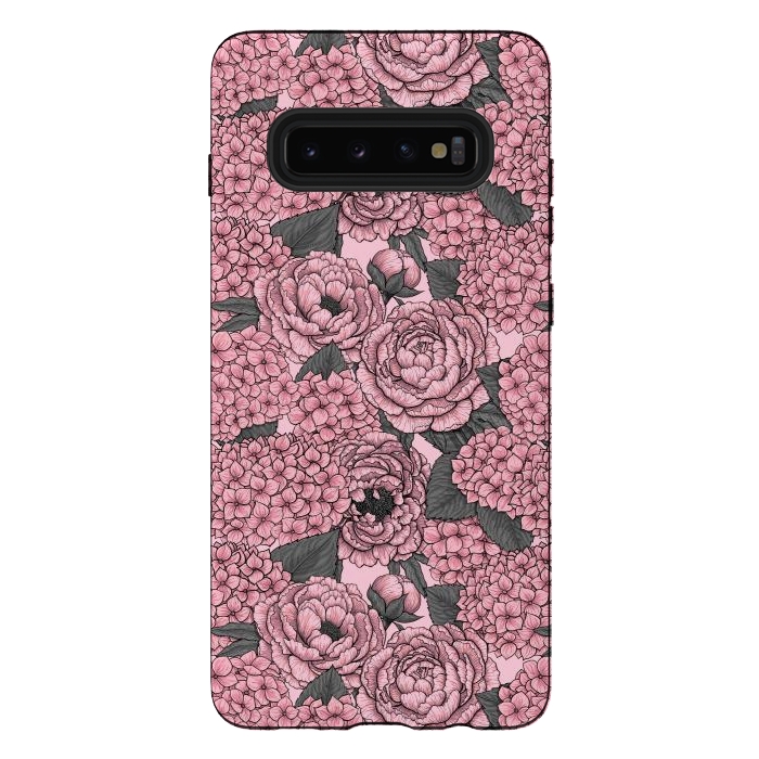 Galaxy S10 plus StrongFit Peony and hydrangea in pink by Katerina Kirilova