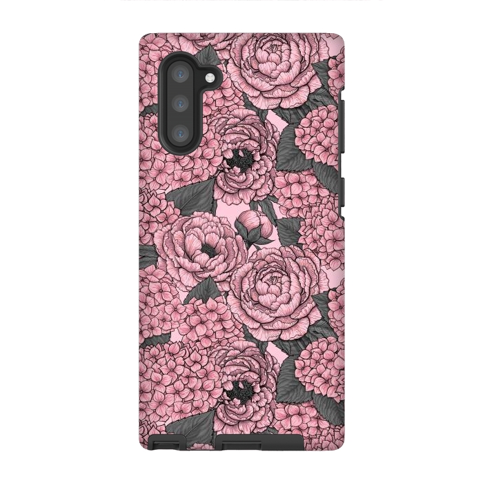 Galaxy Note 10 StrongFit Peony and hydrangea in pink by Katerina Kirilova