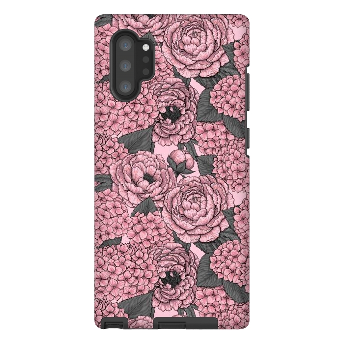 Galaxy Note 10 plus StrongFit Peony and hydrangea in pink by Katerina Kirilova