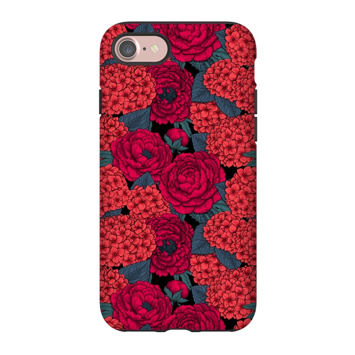 iPhone 7 StrongFit Peony and hydrangea in red by Katerina Kirilova