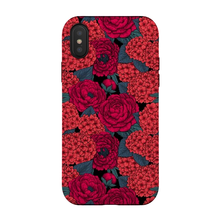 iPhone Xs / X StrongFit Peony and hydrangea in red by Katerina Kirilova
