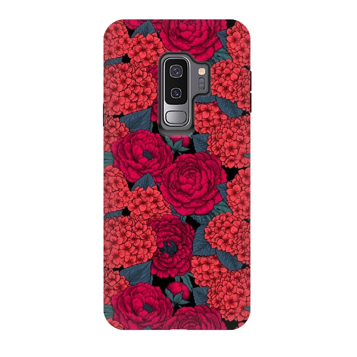 Galaxy S9 plus StrongFit Peony and hydrangea in red by Katerina Kirilova