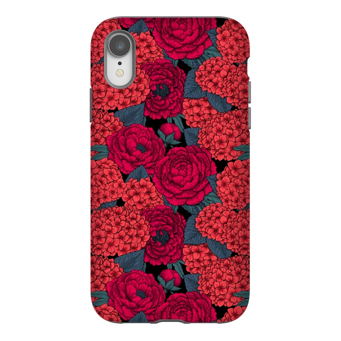 iPhone Xr StrongFit Peony and hydrangea in red by Katerina Kirilova