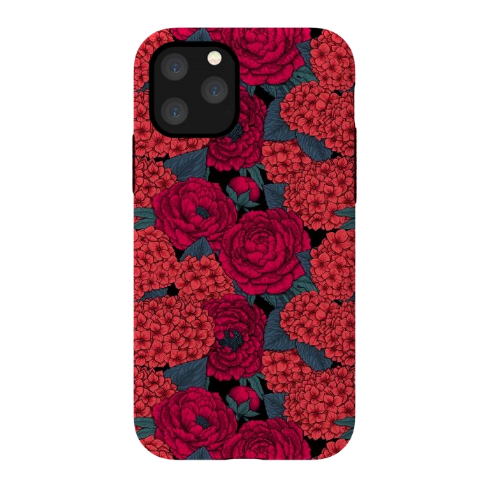 iPhone 11 Pro StrongFit Peony and hydrangea in red by Katerina Kirilova