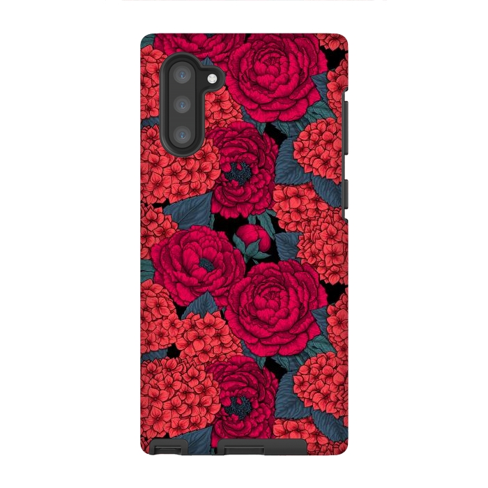 Galaxy Note 10 StrongFit Peony and hydrangea in red by Katerina Kirilova