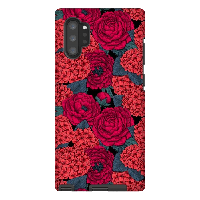 Galaxy Note 10 plus StrongFit Peony and hydrangea in red by Katerina Kirilova