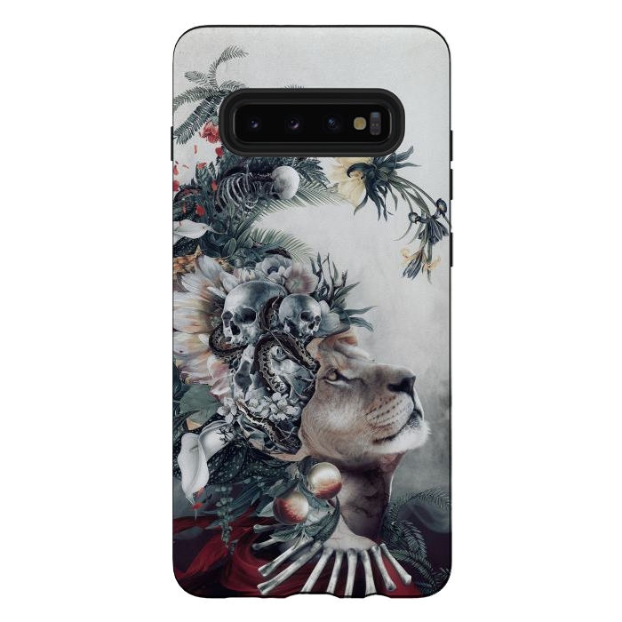Galaxy S10 plus StrongFit Lion and Skulls by Riza Peker