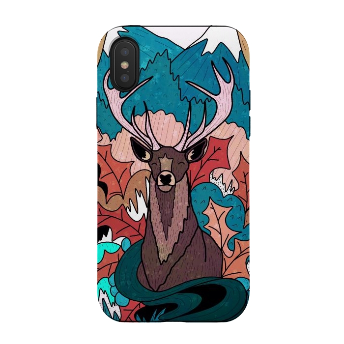 iPhone Xs / X StrongFit Winter deer forest by Steve Wade (Swade)