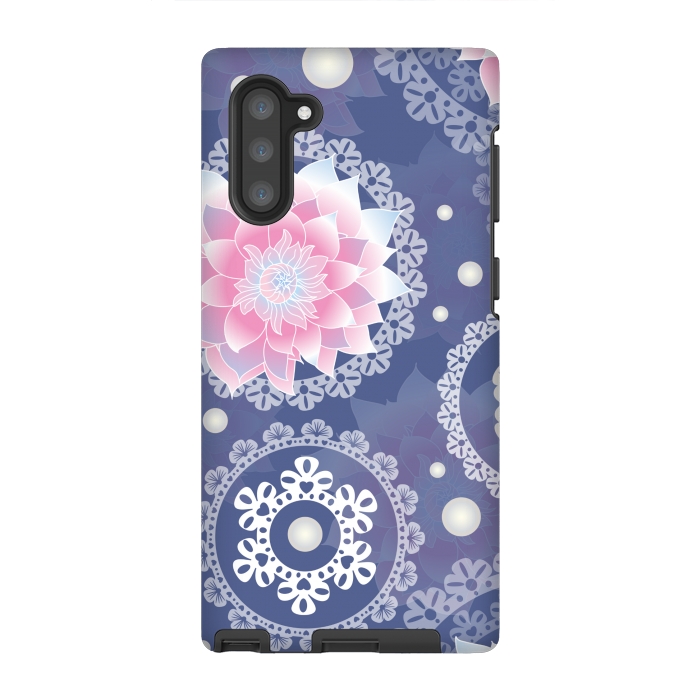 Galaxy Note 10 StrongFit lotus floral pattern by MALLIKA