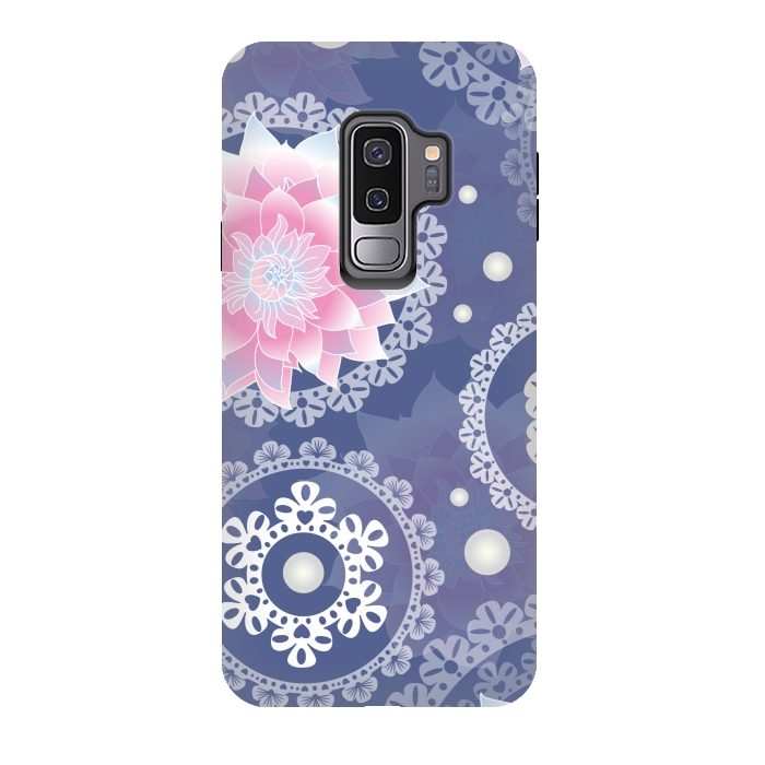 Galaxy S9 plus StrongFit lotus floral pattern by MALLIKA