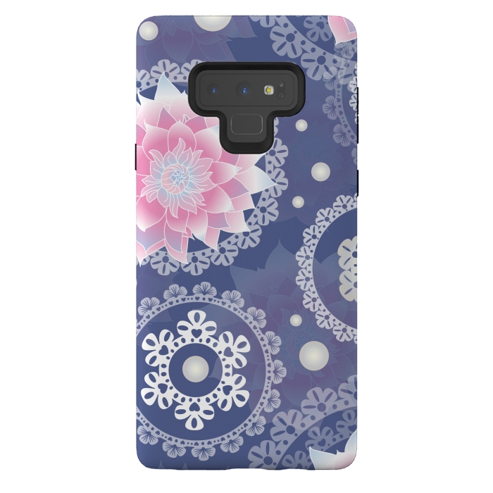 Galaxy Note 9 StrongFit lotus floral pattern by MALLIKA