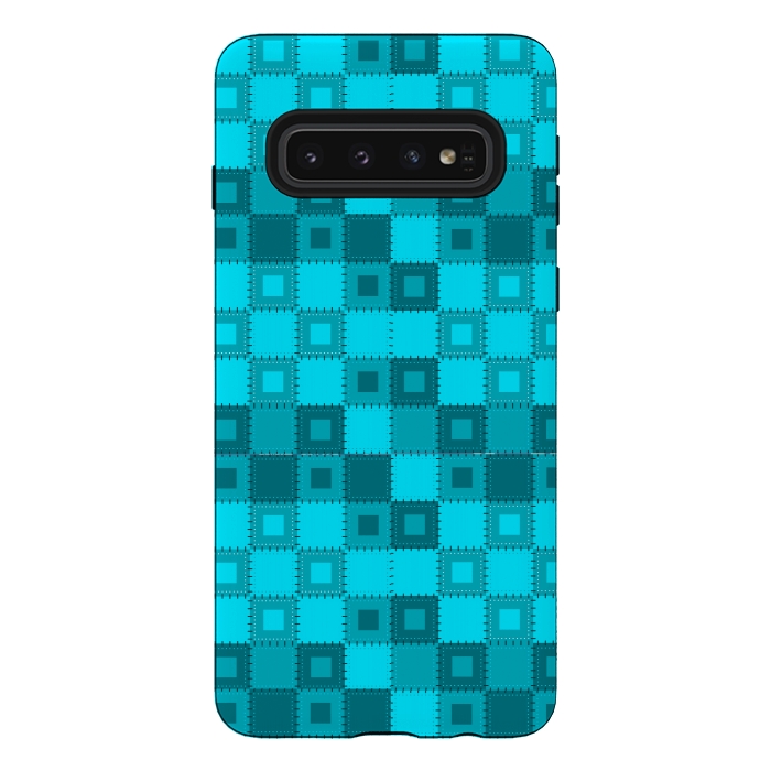 Galaxy S10 StrongFit blue patchwork by MALLIKA