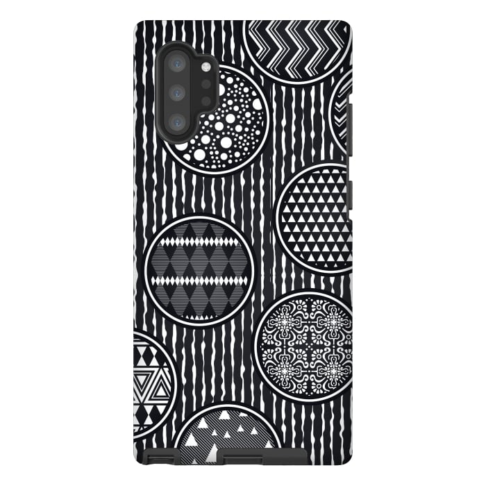 Galaxy Note 10 plus StrongFit black and white circular pattern by MALLIKA