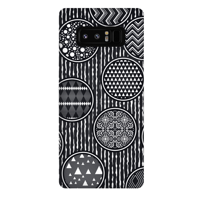 Galaxy Note 8 StrongFit black and white circular pattern by MALLIKA