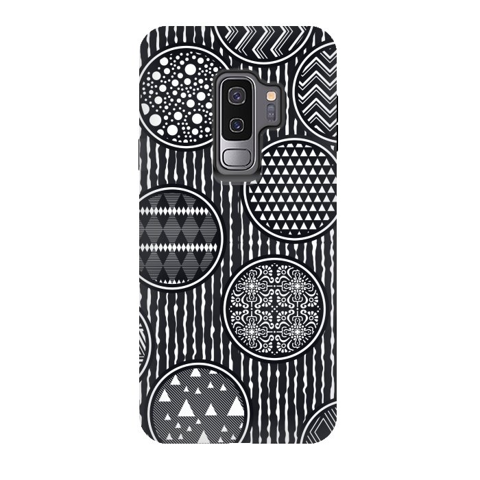 Galaxy S9 plus StrongFit black and white circular pattern by MALLIKA