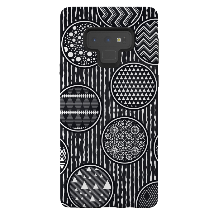 Galaxy Note 9 StrongFit black and white circular pattern by MALLIKA