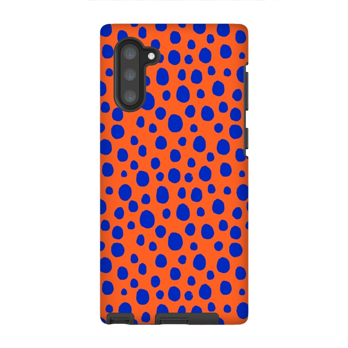 Galaxy Note 10 StrongFit blue orange animal print by MALLIKA