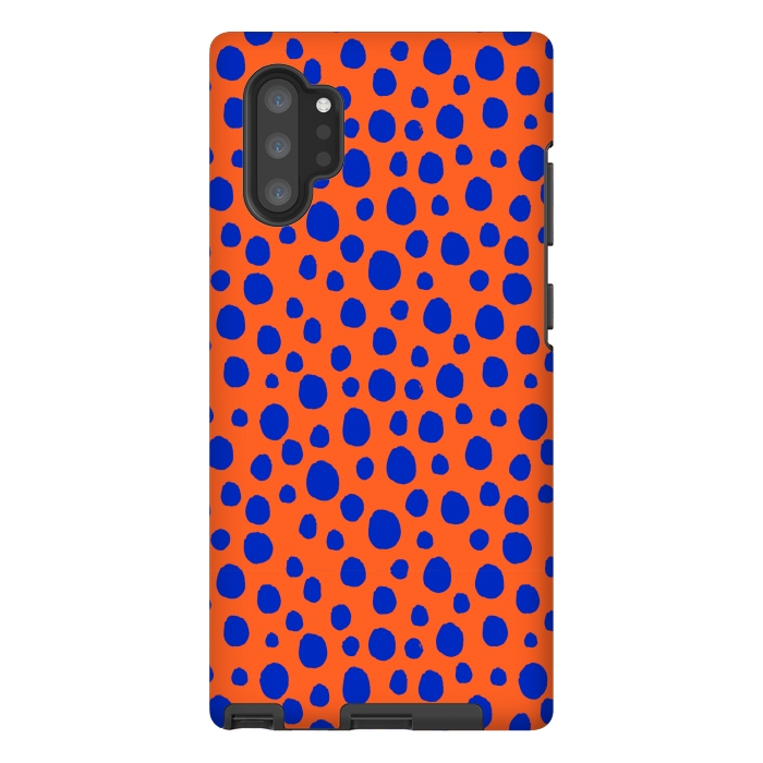 Galaxy Note 10 plus StrongFit blue orange animal print by MALLIKA
