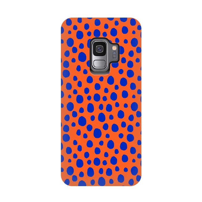 Galaxy S9 StrongFit blue orange animal print by MALLIKA