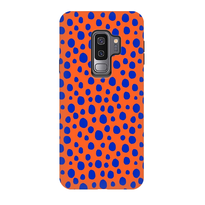 Galaxy S9 plus StrongFit blue orange animal print by MALLIKA