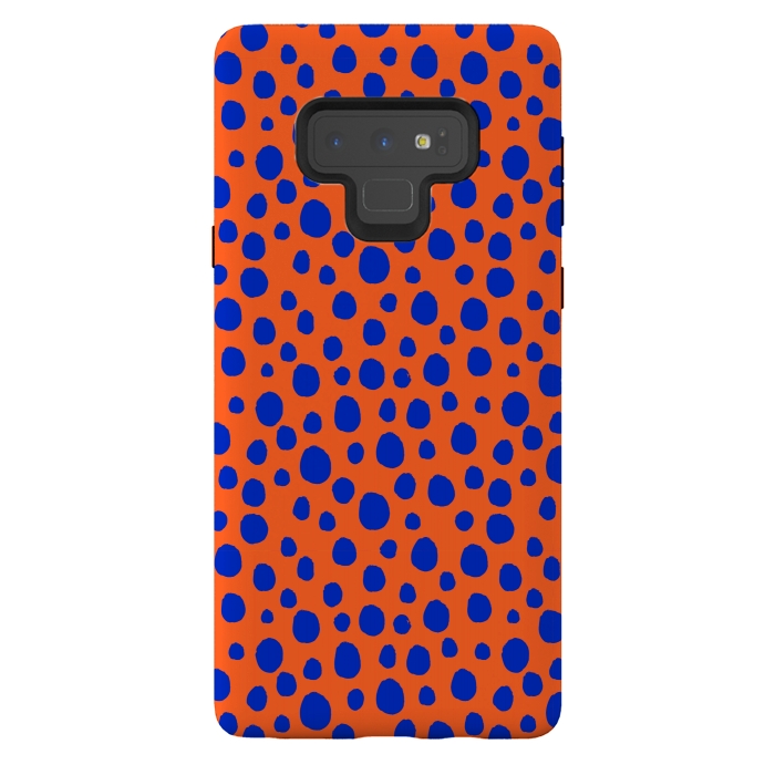 Galaxy Note 9 StrongFit blue orange animal print by MALLIKA