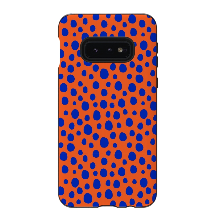 Galaxy S10e StrongFit blue orange animal print by MALLIKA