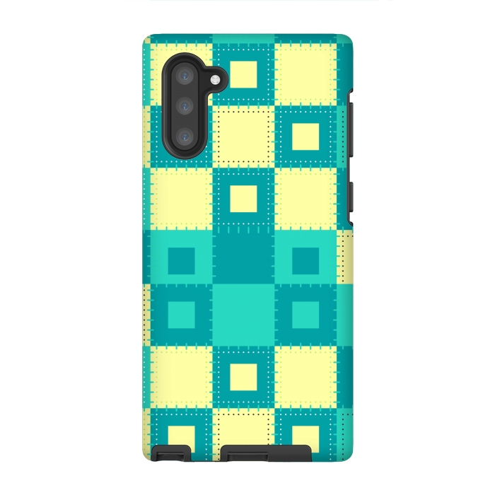 Galaxy Note 10 StrongFit blue yellow patchwork by MALLIKA