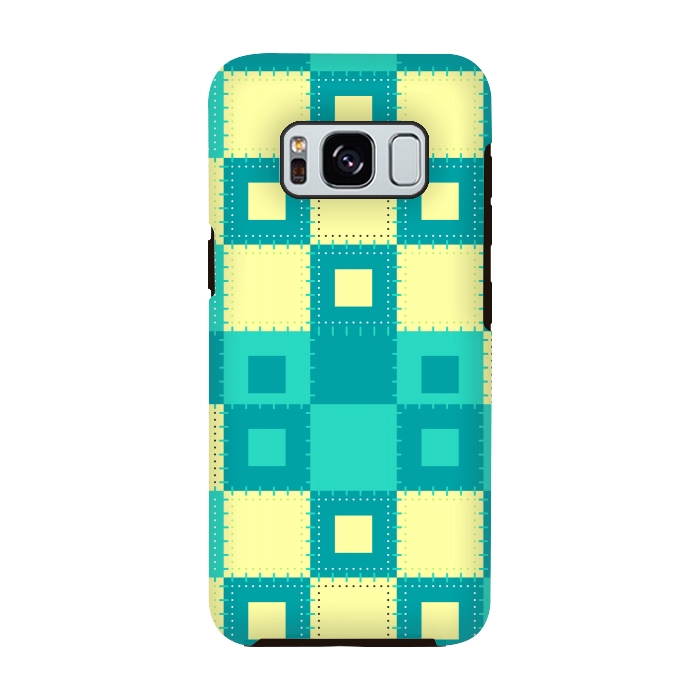 Galaxy S8 StrongFit blue yellow patchwork by MALLIKA