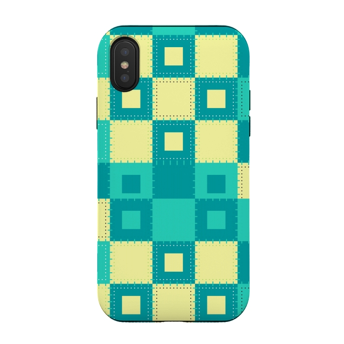 iPhone Xs / X StrongFit blue yellow patchwork by MALLIKA