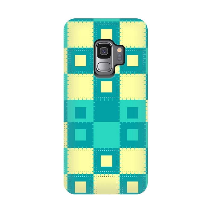 Galaxy S9 StrongFit blue yellow patchwork by MALLIKA