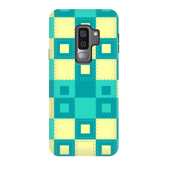 Galaxy S9 plus StrongFit blue yellow patchwork by MALLIKA