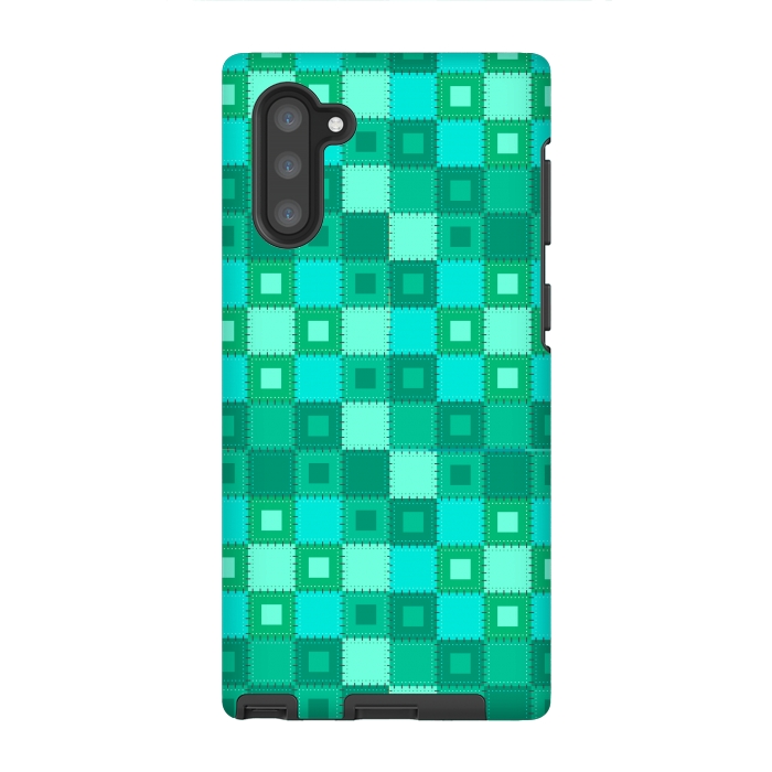 Galaxy Note 10 StrongFit blue green patchwork by MALLIKA