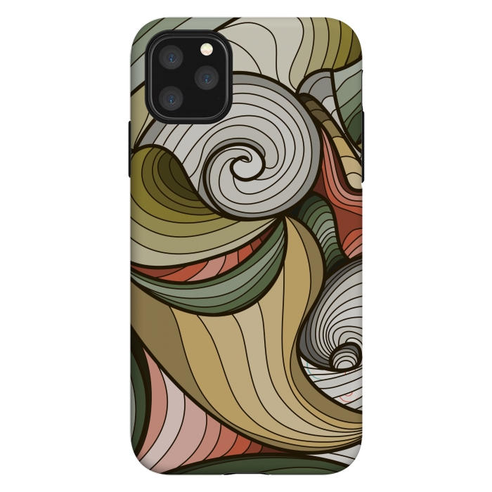 iPhone 11 Pro Max StrongFit green swirl pattern by MALLIKA